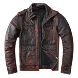 Vintage Brown Hunting Leather Jacket