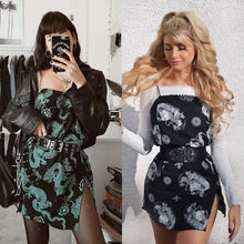 Load image into Gallery viewer, Vintage Dragon Printed Mini Dress Summer Women Street Strap - Sophornlilly