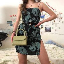 Load image into Gallery viewer, Vintage Dragon Printed Mini Dress Summer Women Street Strap - Sophornlilly