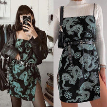 Load image into Gallery viewer, Vintage Dragon Printed Mini Dress Summer Women Street Strap - Sophornlilly