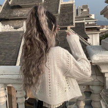 Load image into Gallery viewer, Vintage Hollow Beading White Knitted Cardigan