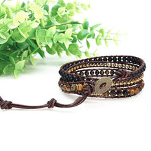Load image into Gallery viewer, Vintage Leather Bracelets 4MM Matte Stone 3 Strands Wrap Bracelets