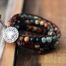 Load image into Gallery viewer, Vintage Leather Bracelets 6MM Matte Stone 3 Strands Wrap Bracelets