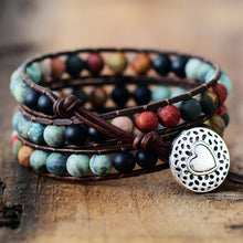 Load image into Gallery viewer, Vintage Leather Bracelets 6MM Matte Stone 3 Strands Wrap Bracelets