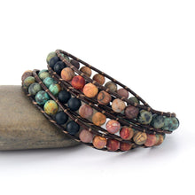 Load image into Gallery viewer, Vintage Leather Bracelets 6MM Matte Stone 3 Strands Wrap Bracelets