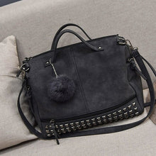 Load image into Gallery viewer, Vintage Nubuck Leather Ladies Handbags Rivet Larger Women Bags Hair