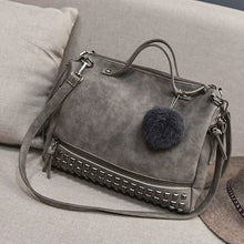 Load image into Gallery viewer, Vintage Nubuck Leather Ladies Handbags Rivet Larger Women Bags Hair