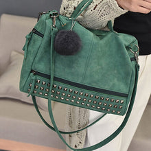 Load image into Gallery viewer, Vintage Nubuck Leather Ladies Handbags Rivet Larger Women Bags Hair