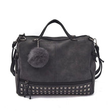 Load image into Gallery viewer, Vintage Nubuck Leather Ladies Handbags Rivet Larger Women Bags Hair