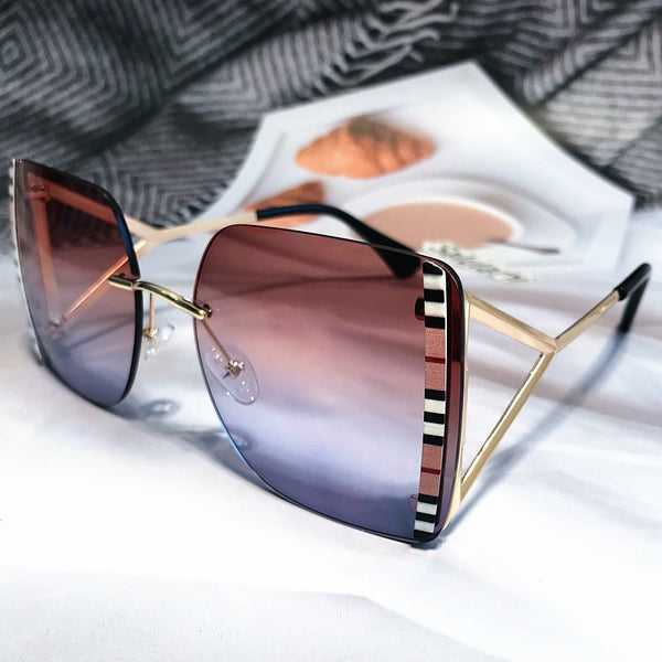 Vintage Oversized Square Hollow Triangle Leg Sunglasses