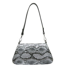 Load image into Gallery viewer, Vintage Soft Leather Snakeskin Pattern Baguette Underarm Bag Women