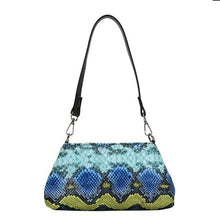 Load image into Gallery viewer, Vintage Soft Leather Snakeskin Pattern Baguette Underarm Bag Women