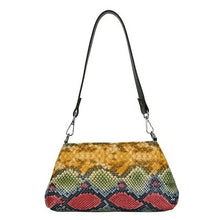 Load image into Gallery viewer, Vintage Soft Leather Snakeskin Pattern Baguette Underarm Bag Women