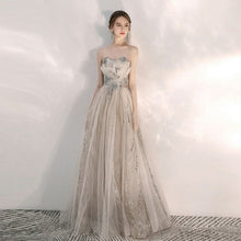 Load image into Gallery viewer, Vintage Strapless Bandage Wedding Party Dresses Female Glitter Pleat