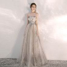 Load image into Gallery viewer, Vintage Strapless Bandage Wedding Party Dresses Female Glitter Pleat