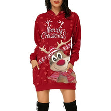 Load image into Gallery viewer, Vintage Women Christmas Print Sweatshirt Dress