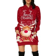 Load image into Gallery viewer, Vintage Women Christmas Print Sweatshirt Dress