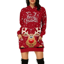 Load image into Gallery viewer, Vintage Women Christmas Print Sweatshirt Dress
