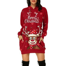 Load image into Gallery viewer, Vintage Women Christmas Print Sweatshirt Dress