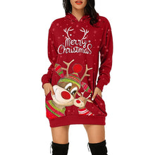Load image into Gallery viewer, Vintage Women Christmas Print Sweatshirt Dress