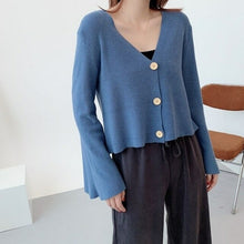 Load image into Gallery viewer, New Spring Autumn Women Cardigan Flare Sleeve V neck Female - Sophornlilly