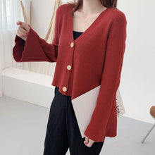 Load image into Gallery viewer, New Spring Autumn Women Cardigan Flare Sleeve V neck Female - Sophornlilly