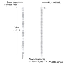 Load image into Gallery viewer, Vnox Shinny Women Long Tassle Dangle Earrings,Full Bling AAA CZ Stones