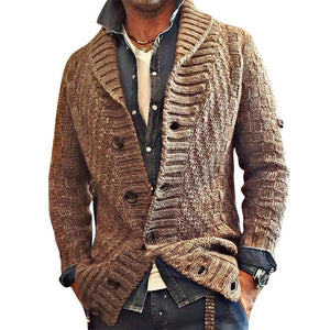 Fall Thicken Turn down Collar Knitted Cardigan