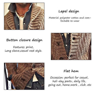 Fall Thicken Turn down Collar Knitted Cardigan