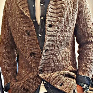 Fall Thicken Turn down Collar Knitted Cardigan