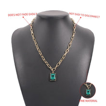 Load image into Gallery viewer, Simple Square Green Crystal Clavicle Chain Necklace