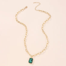 Load image into Gallery viewer, Simple Square Green Crystal Clavicle Chain Necklace