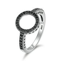 Sterling Silver Forever Clear Black CZ Circle Round