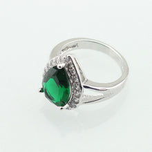 Load image into Gallery viewer, Drop Water Trendy Green Cubic Zirconia Silver Color Ring For