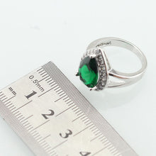 Load image into Gallery viewer, Drop Water Trendy Green Cubic Zirconia Silver Color Ring For