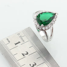 Load image into Gallery viewer, Drop Water Trendy Green Cubic Zirconia Silver Color Ring For