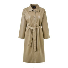 Load image into Gallery viewer, Cool PU Leather Long Jacket Nice New Autumn Women Loose Belt PU