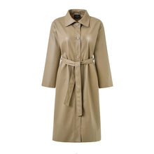 Load image into Gallery viewer, Cool PU Leather Long Jacket Nice New Autumn Women Loose Belt PU