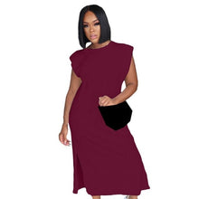 Load image into Gallery viewer, Casual Loose Summer Solid T Shirt Dresses Elegant Side Split - Sophornlilly