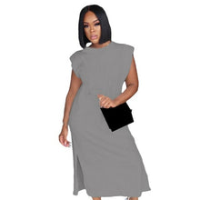 Load image into Gallery viewer, Casual Loose Summer Solid T Shirt Dresses Elegant Side Split - Sophornlilly