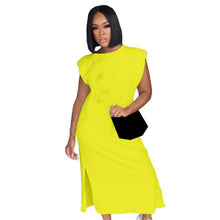 Load image into Gallery viewer, Casual Loose Summer Solid T Shirt Dresses Elegant Side Split - Sophornlilly