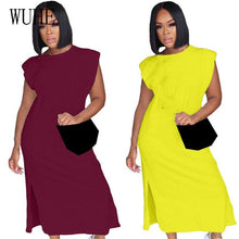 Load image into Gallery viewer, Casual Loose Summer Solid T Shirt Dresses Elegant Side Split - Sophornlilly