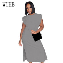 Load image into Gallery viewer, Casual Loose Summer Solid T Shirt Dresses Elegant Side Split - Sophornlilly