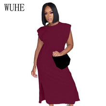 Load image into Gallery viewer, Casual Loose Summer Solid T Shirt Dresses Elegant Side Split - Sophornlilly