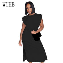 Load image into Gallery viewer, Casual Loose Summer Solid T Shirt Dresses Elegant Side Split - Sophornlilly