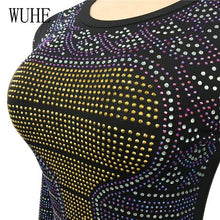 Load image into Gallery viewer, Sexy Summer Glitter Rhinestone Dress O Neck Long Sleeve Bag Hip - Sophornlilly