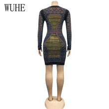 Load image into Gallery viewer, Sexy Summer Glitter Rhinestone Dress O Neck Long Sleeve Bag Hip - Sophornlilly