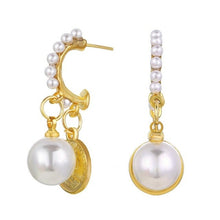 Load image into Gallery viewer, New Gold Color Metal Pearl Drop Earrings Fashion Simulated