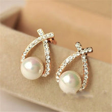 Load image into Gallery viewer, New Gold Color Metal Pearl Drop Earrings Fashion Simulated