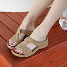 Load image into Gallery viewer, Wedges Sandals For Women Arch Support Low Heel Retro Boho Slip On Open - Sophornlilly